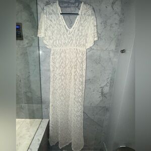 Xhilaration White Crochet Maxi Cover-Up Dress – Size Large